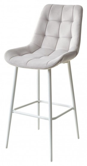 Барный стул ХОФМАН, цвет H-09 Светло-серый, велюр / белый каркас М-City в Лабытнанги - labytnangi.mebel-74.com | фото