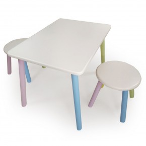 Детский комплект стол и два табурета круглых  (Белый, Белый, Цветной) в Лабытнанги - labytnangi.mebel-74.com | фото