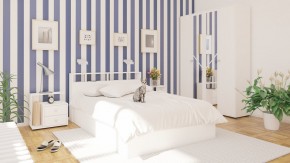 Камелия спальня № 1 Кровать 1400 + Две тумбы + Шкаф 4-х створчатый, цвет белый, сп.м. 1400х2000 мм., б/м, основание есть в Лабытнанги - labytnangi.mebel-74.com | фото