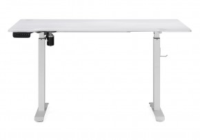 Компьютерный стол Маркос с механизмом подъема 140х80х75 белый / шагрень белая в Лабытнанги - labytnangi.mebel-74.com | фото