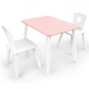 Комплект детской мебели стол и два стула Корона  (Розовый/Белый/Белый) в Лабытнанги - labytnangi.mebel-74.com | фото