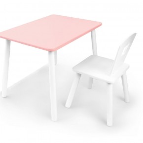 Комплект детской мебели стол и стул Корона (Розовый/Белый/Белый) в Лабытнанги - labytnangi.mebel-74.com | фото