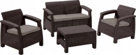 Комплект мебели Корфу сет (Corfu set) коричневый - серо-бежевый * в Лабытнанги - labytnangi.mebel-74.com | фото