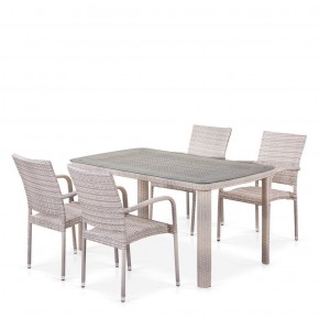 Комплект плетеной мебели T256C/Y376C-W85 Latte (4+1) + подушки на стульях в Лабытнанги - labytnangi.mebel-74.com | фото