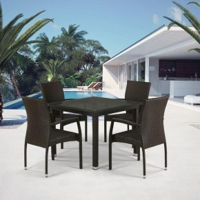 Комплект плетеной мебели T257A/YC379A-W53 Brown (4+1) + подушки на стульях в Лабытнанги - labytnangi.mebel-74.com | фото
