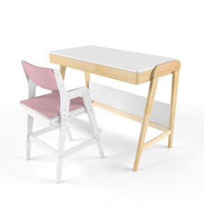 Комплект растущий стол и стул с чехлом 38 попугаев «Вуди» (Белый, Белый, Розовый) в Лабытнанги - labytnangi.mebel-74.com | фото