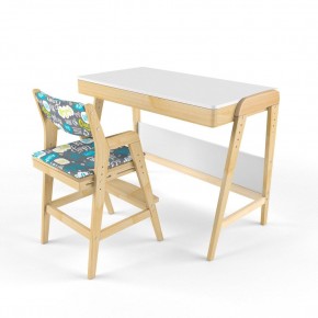 Комплект растущий стол и стул с чехлом 38 попугаев «Вуди» (Белый, Береза, Салют) в Лабытнанги - labytnangi.mebel-74.com | фото