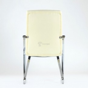 Кресло Barneo K-25 для посетителей и переговорных (хром, бежевая экокожа) в Лабытнанги - labytnangi.mebel-74.com | фото