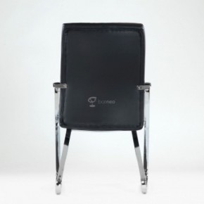 Кресло Barneo K-25 для посетителей и переговорных (хром, черная экокожа) в Лабытнанги - labytnangi.mebel-74.com | фото