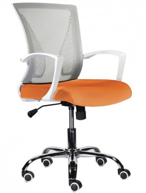 Кресло BRABIX "Wings MG-306", пластик белый, хром, сетка, серое/оранжевое, 532011 в Лабытнанги - labytnangi.mebel-74.com | фото