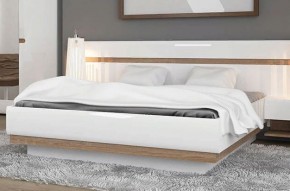 Кровать 160/TYP 94-01 с подъемником, LINATE ,цвет белый/сонома трюфель в Лабытнанги - labytnangi.mebel-74.com | фото