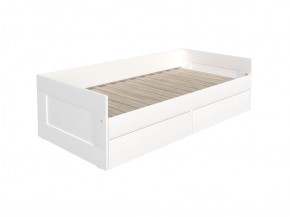 Кровать двухспальная СИРИУС раздвижная с ящиками для хранения, с ортопедическим основанием 90/180х200 белого цвета в Лабытнанги - labytnangi.mebel-74.com | фото