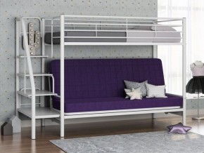 Кровать двухъярусная с диваном "Мадлен-3" (Белый/Фиолетовы) в Лабытнанги - labytnangi.mebel-74.com | фото