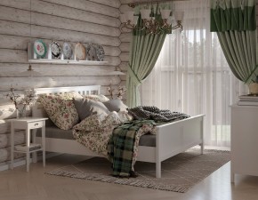 Кровать Кантри двухспальная 160х200, массив сосны, цвет белый в Лабытнанги - labytnangi.mebel-74.com | фото