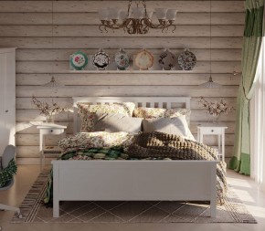 Кровать Кантри двухспальная 180х200, массив сосны, цвет белый в Лабытнанги - labytnangi.mebel-74.com | фото