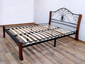 Кровать "Фортуна 4 ЛАЙТ" Черная (1600*2000) (ножки-махагон) с коваными элементами в Лабытнанги - labytnangi.mebel-74.com | фото