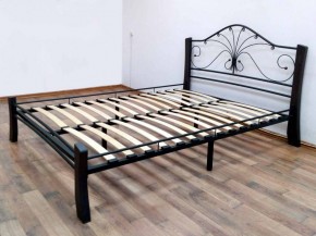 Кровать "Фортуна 4 ЛАЙТ" Черная (1600*2000) (ножки-шоколад) с коваными элементами в Лабытнанги - labytnangi.mebel-74.com | фото