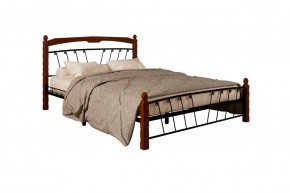 Кровать "Муза 1" КМД10  Черная (1400*2000) (ножки-махагон) с коваными изделиями в Лабытнанги - labytnangi.mebel-74.com | фото