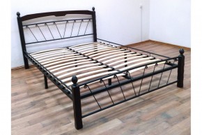 Кровать "Муза 1" КМД10  Черная (1400*2000) (ножки-шоколад) с коваными изделиями в Лабытнанги - labytnangi.mebel-74.com | фото