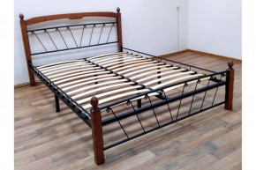 Кровать "Муза 1" КМД10 Черная (1600*2000) (ножки-махагон) с коваными изделиями в Лабытнанги - labytnangi.mebel-74.com | фото