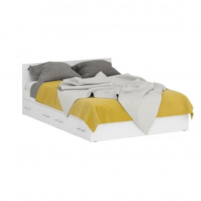 Кровать с ящиками 1400 + Пенал Стандарт, цвет белый, ШхГхВ 143,5х203,5х70 + 45х52х200 см., сп.м. 1400х2000 мм., без матраса, основание есть в Лабытнанги - labytnangi.mebel-74.com | фото