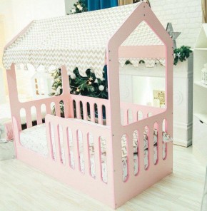 Кровать-домик без ящика 800*1600 (Розовый) в Лабытнанги - labytnangi.mebel-74.com | фото