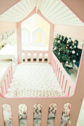 Кровать-домик без ящика 800*1600 (Розовый) в Лабытнанги - labytnangi.mebel-74.com | фото
