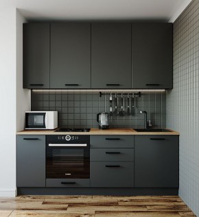 Кухонный гарнитур Антрацит 2200 (Стол. 26мм) в Лабытнанги - labytnangi.mebel-74.com | фото