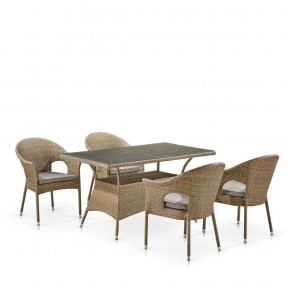 Обеденный комплект плетеной мебели T198B/Y79B-W56 Light Brown (4+1) в Лабытнанги - labytnangi.mebel-74.com | фото