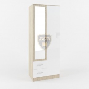 Шкаф 2-х створчатый с зеркалом Софи СШК 800.3 (дуб сонома/белый глянец) в Лабытнанги - labytnangi.mebel-74.com | фото