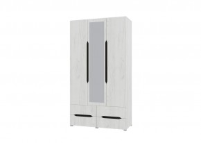 Шкаф 3х створчатый с ящиками и зеркалом Вега (Крафт белый - Венге) в Лабытнанги - labytnangi.mebel-74.com | фото