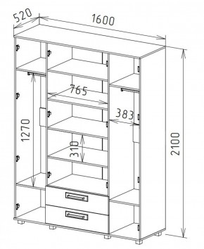 Шкаф 4-х дверный с ящиками М-1 Серия Вега в Лабытнанги - labytnangi.mebel-74.com | фото