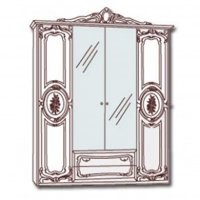 Шкаф 4-х дверный с зеркалами (01.144) Роза (могано) в Лабытнанги - labytnangi.mebel-74.com | фото