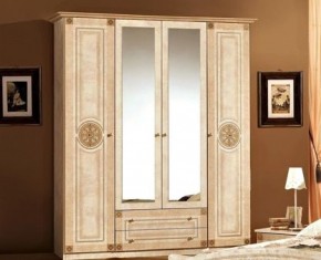 Шкаф 4-х дверный с зеркалами (02.144) Рома (беж) в Лабытнанги - labytnangi.mebel-74.com | фото