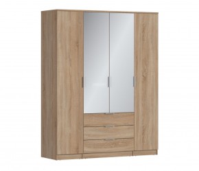 Шкаф 4х дверный с зеркалами Николь СБ-2595/1 (Дуб Сонома) в Лабытнанги - labytnangi.mebel-74.com | фото