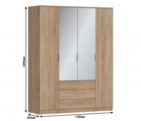 Шкаф 4х дверный с зеркалами Николь СБ-2595/1 (Дуб Сонома) в Лабытнанги - labytnangi.mebel-74.com | фото
