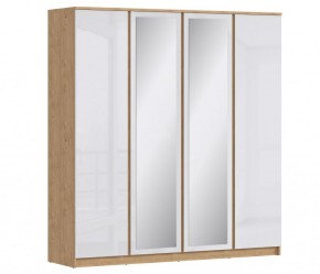 Шкаф 4х дверный с зеркалами Веста СБ-3082 (Дуб Бунратти/Белый глянец) в Лабытнанги - labytnangi.mebel-74.com | фото