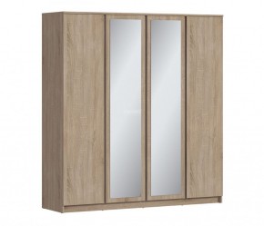 Шкаф 4х дверный с зеркалами Веста СБ-3082 (Дуб Сонома) в Лабытнанги - labytnangi.mebel-74.com | фото