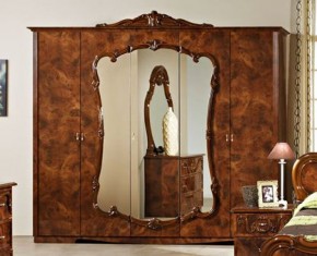 Шкаф 5-и дверный с зеркалами (20.145) Тициана (орех) в Лабытнанги - labytnangi.mebel-74.com | фото