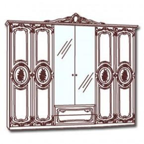 Шкаф 6-и дверный с зеркалами (01.146) Роза (беж) в Лабытнанги - labytnangi.mebel-74.com | фото