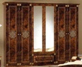 Шкаф 6-и дверный с зеркалами (02.146) Рома (орех) в Лабытнанги - labytnangi.mebel-74.com | фото