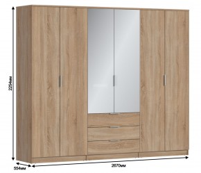 Шкаф 6-ти дверный Николь СБ-2593/1 (Дуб Сонома) в Лабытнанги - labytnangi.mebel-74.com | фото
