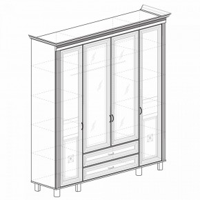 Шкаф для одежды 4-дверный с зеркалом №493 Марлен кремовый белый в Лабытнанги - labytnangi.mebel-74.com | фото