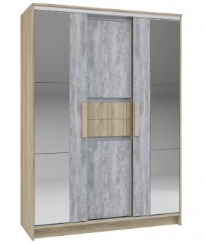 Шкаф-купе Эдем 1.5 (Дуб Крафт серый/Бетонный камень) двери ЛДСП вставка зеркало в Лабытнанги - labytnangi.mebel-74.com | фото