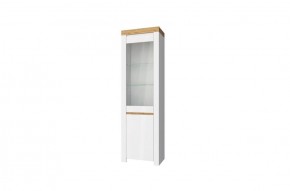Шкаф с витриной  1V1D, TAURUS, цвет белый/дуб вотан в Лабытнанги - labytnangi.mebel-74.com | фото