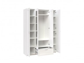 Шкаф СИРИУС четырёхдверный белый с одним выдвижным ящиком и двумя зеркалами в Лабытнанги - labytnangi.mebel-74.com | фото
