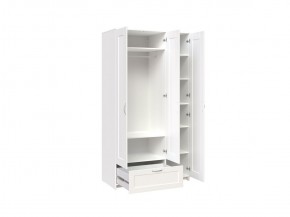 Шкаф СИРИУС трёхдверный белый с одним выдвижным ящиком и зеркалом в Лабытнанги - labytnangi.mebel-74.com | фото