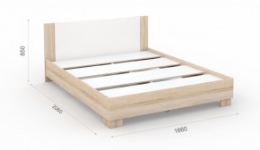Спальня Аврора Кровать 160 со встроенным основанием под матрас Дуб сонома/Белый в Лабытнанги - labytnangi.mebel-74.com | фото