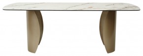 Стол BRONTE 220 KL-188 Контрастный мрамор матовый, итальянская керамика/ Шампань, ®DISAUR в Лабытнанги - labytnangi.mebel-74.com | фото
