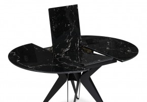 Стол стеклянный Рикла 110(150)х110х76 черный мрамор / черный в Лабытнанги - labytnangi.mebel-74.com | фото